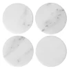 Marmor glassbrikke rund 10 cm 4 stk hvit/natur