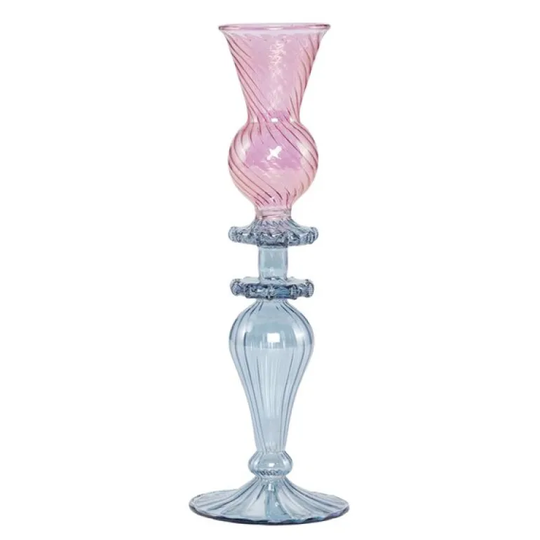 Mary lysestake 25 cm rosa/blå