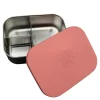 Matboks stål 3 rom 17x13x5 cm rosa