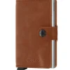 Miniwallet lommebok m/kortholder cognac/sølv