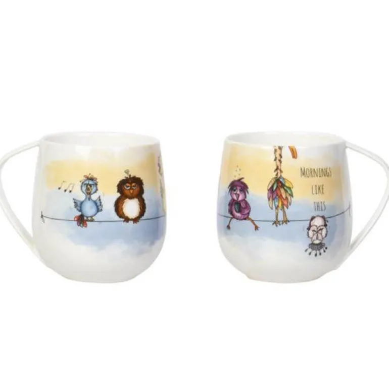 Morning birds krus 40 cl hvit/multi
