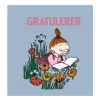 Mummi kort dobbelt Gratulerer grå