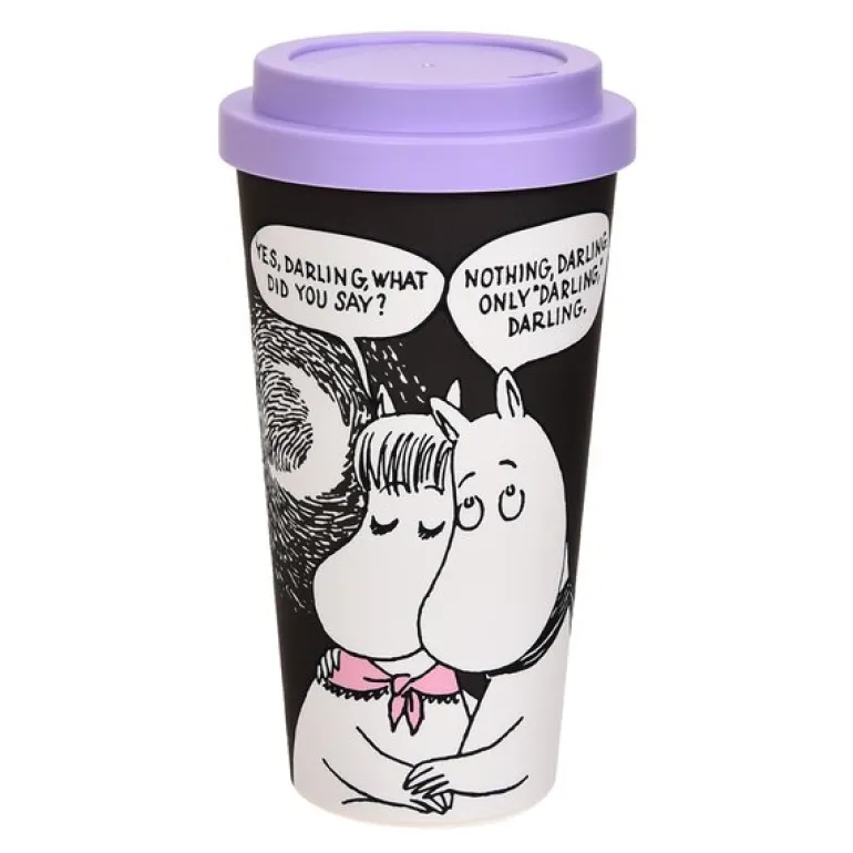 Mummi take away krus 45 cl Mummitrollet og Snorkfrøken in love svart