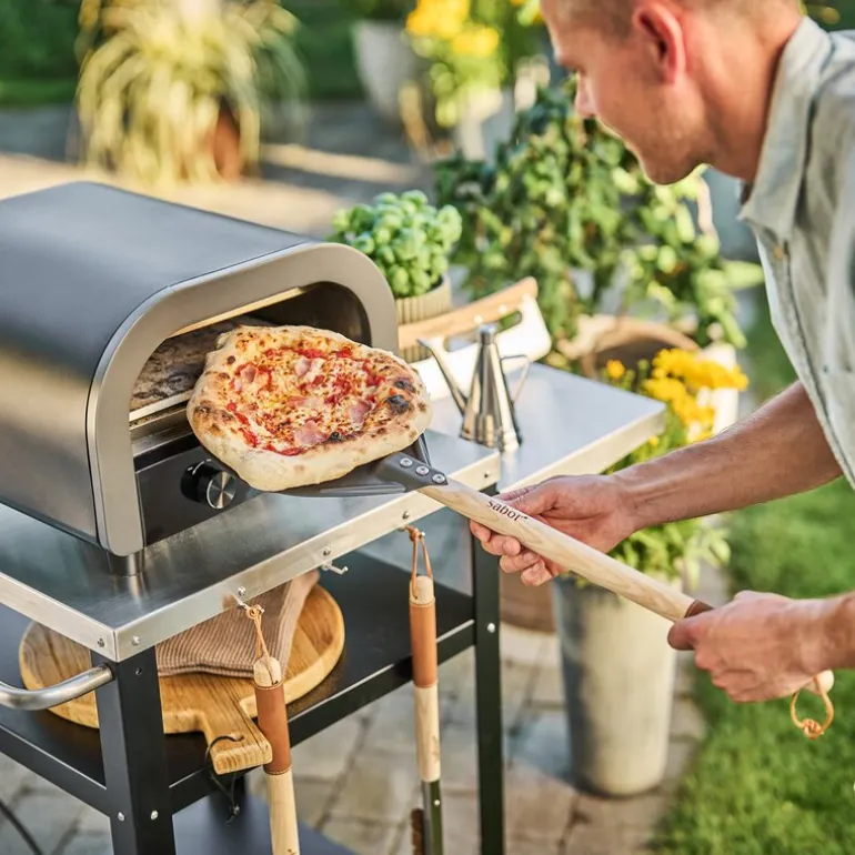 Napo pizzaspade 70x30 cm gun metal/natur