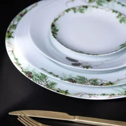 Nostalgi tallerken 22 cm hvit/grønn
