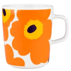 Oiva Unikko 60th anniversary krus 25 cl hvit/oransje/gul