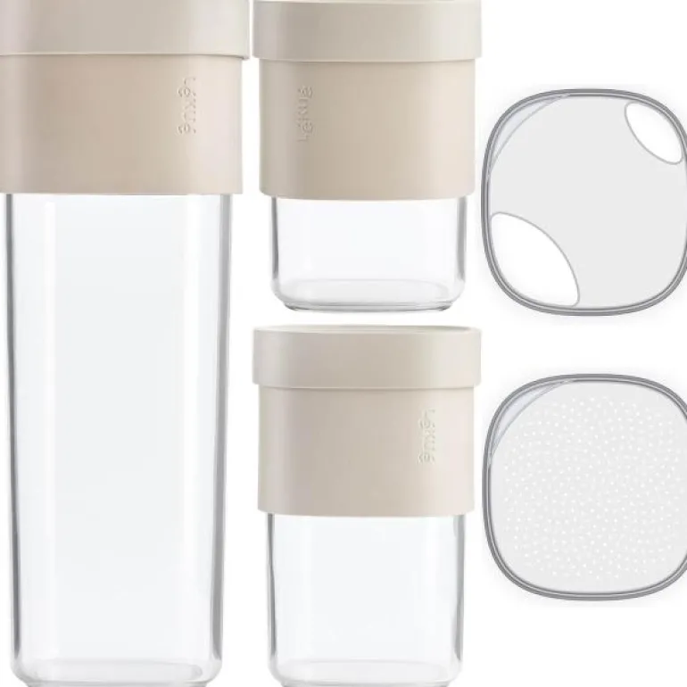 Oppbevaringssett 3 deler beige/blank
