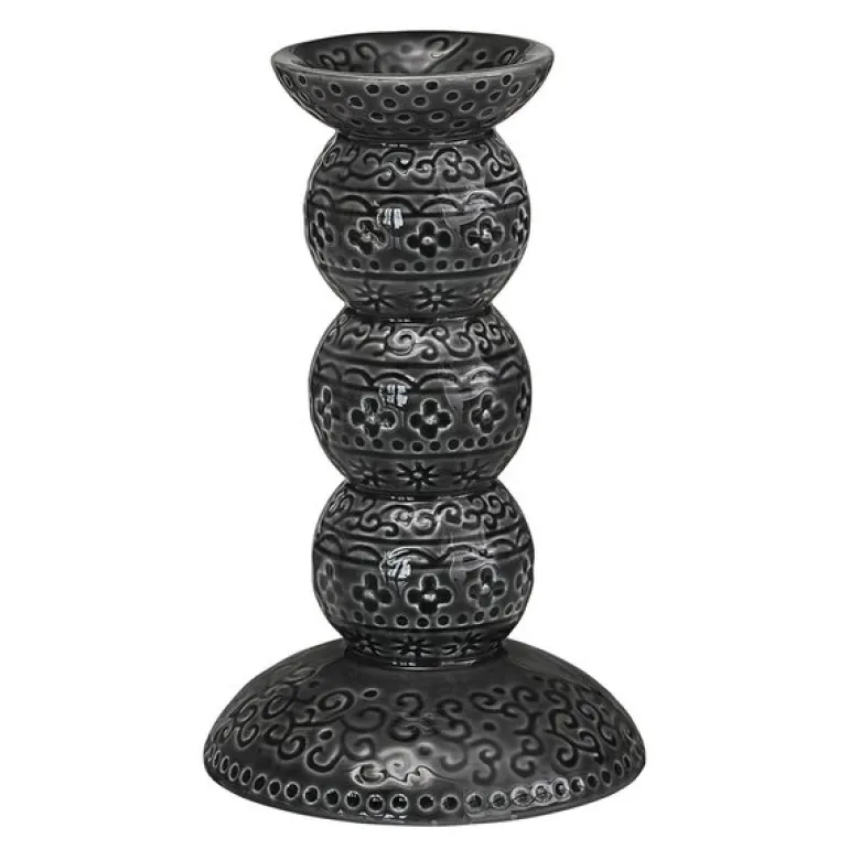 Orient antik lysestake 14 cm asfalt