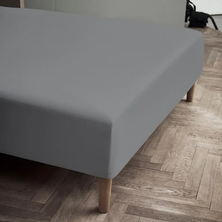 Percale laken til rammemadrass 90x30x210 cm grå