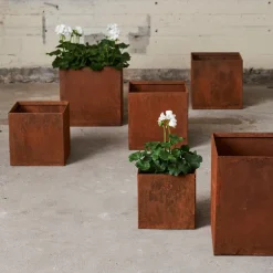 Plantkasse kube 3 stk 24/21/18 cm rust