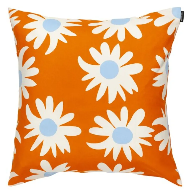 Rakastaa, ei rakastaa putetrekk 50x50 cm oransje/hvit/blå