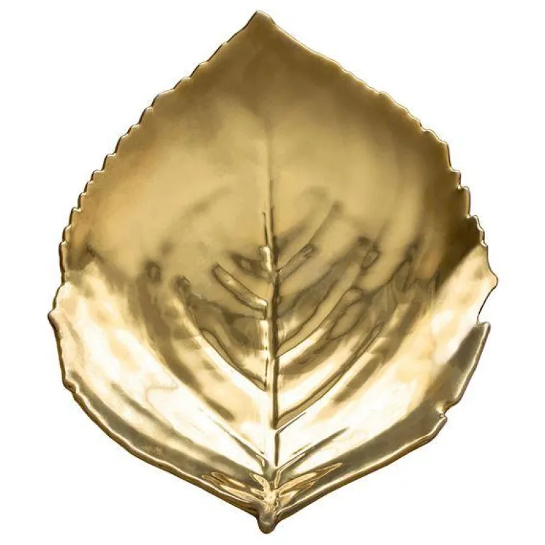 Riviera tallerken hortensiablad 22x19 cm gyllen
