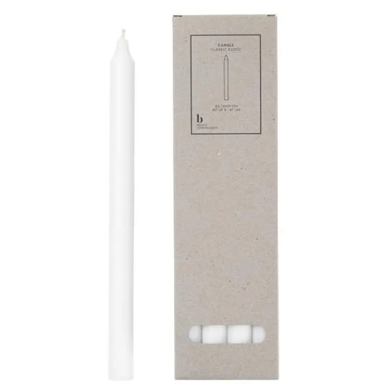 Rustic kronelys med spiss topp 2,1x29 cm pure white
