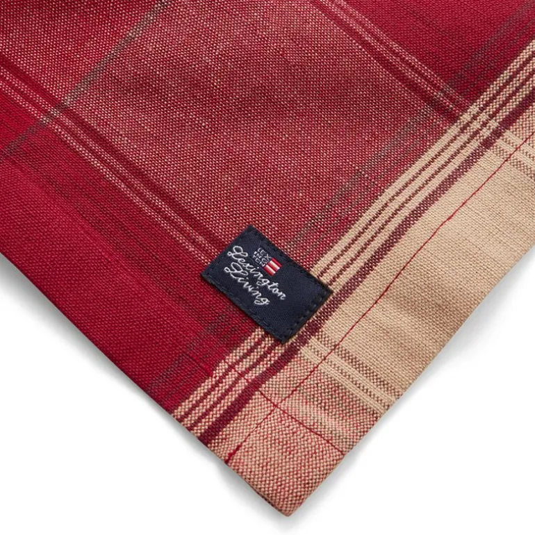 Rutete bordbrikke lin/bomull 40x50 cm rød/beige