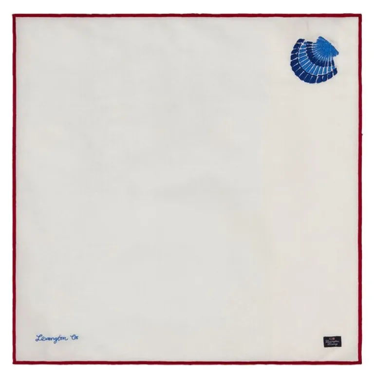 Shell embroidered tøyserviett 50x50 cm hvit/blå/rød