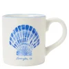 Shell stoneware krus 40 cl hvit/blå