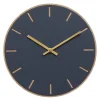 Smokey Blue veggklokke 28 cm blå linoleum m/gull viser