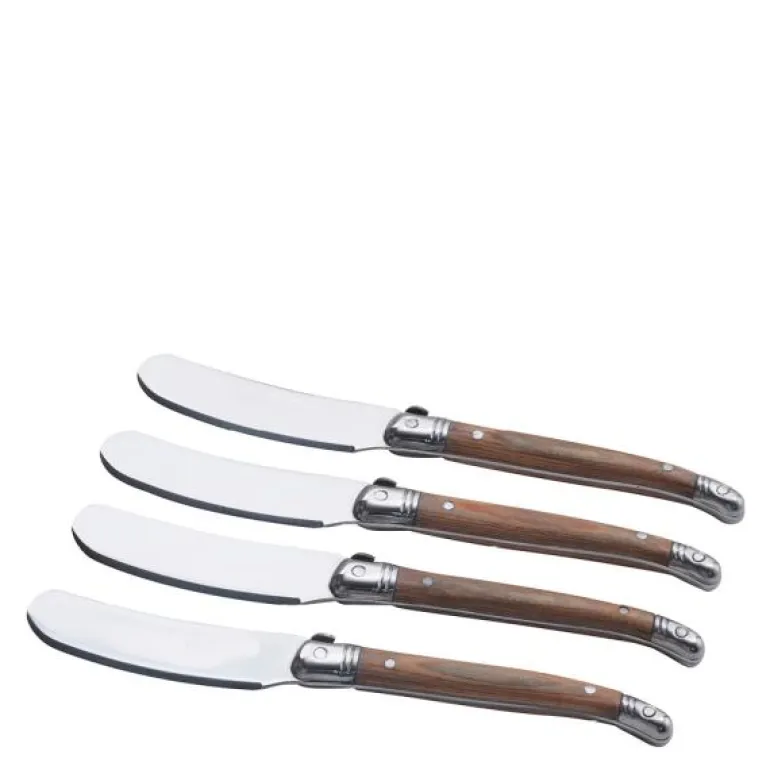 Smør/tapaskniver 4 stk lyst bøketre