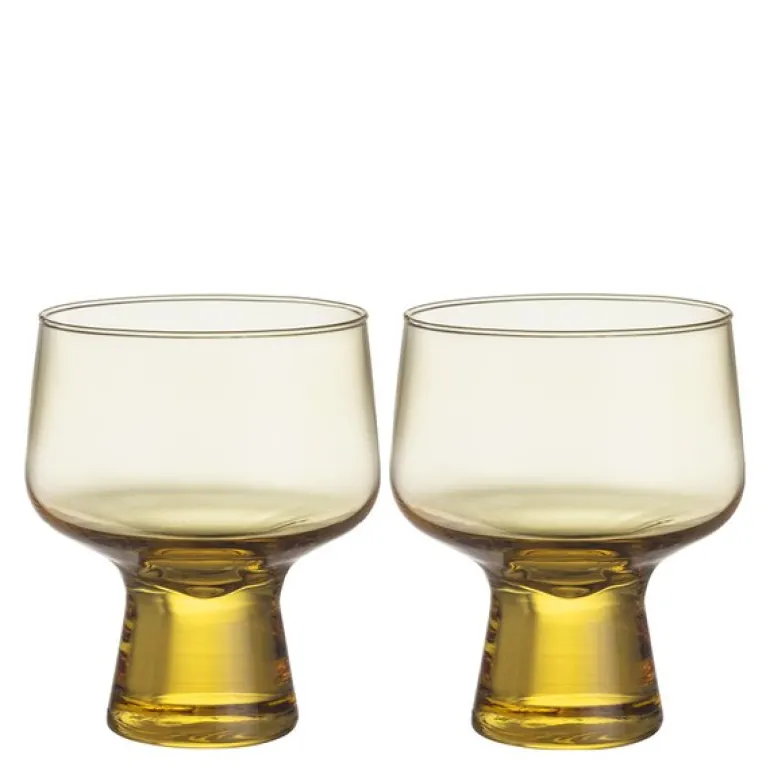 Solare glass på fot 29 cl 2 stk ildgul