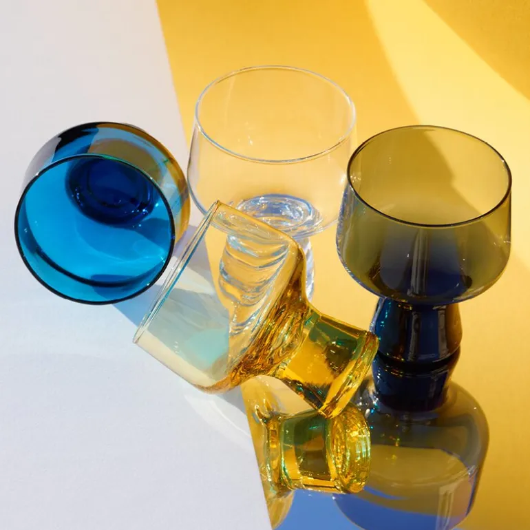 Solare glass på fot 29 cl 2 stk ildgul
