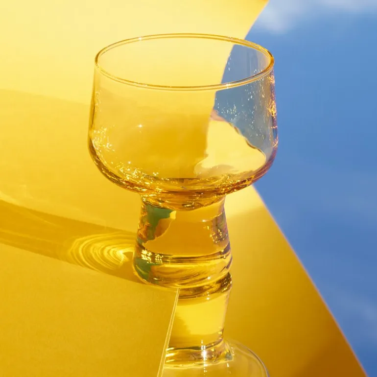 Solare glass på fot 29 cl 2 stk ildgul