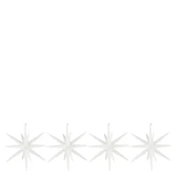 Spike juletrepynt store stjerner 12 cm 4 stk hvit/glitter