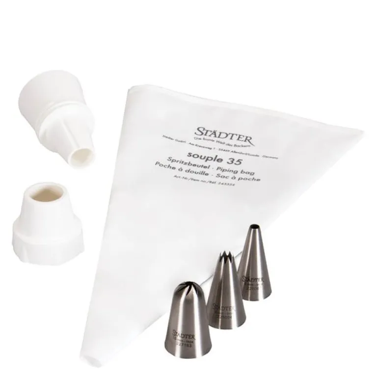 Sprøytesett 5 deler metalltyller, adapter og sprøytepose 35 cm