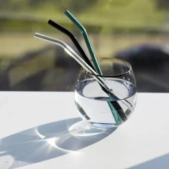 Sugerør i glass bøyd XL aqua