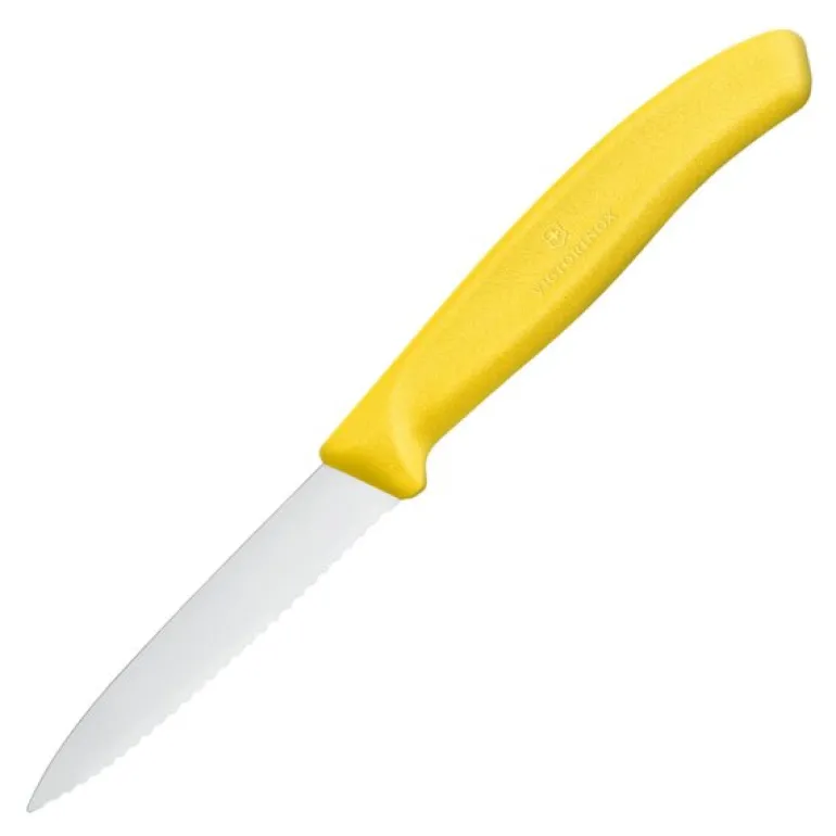 Swiss classic grønnsakskniv 8 cm bølget nylon gul