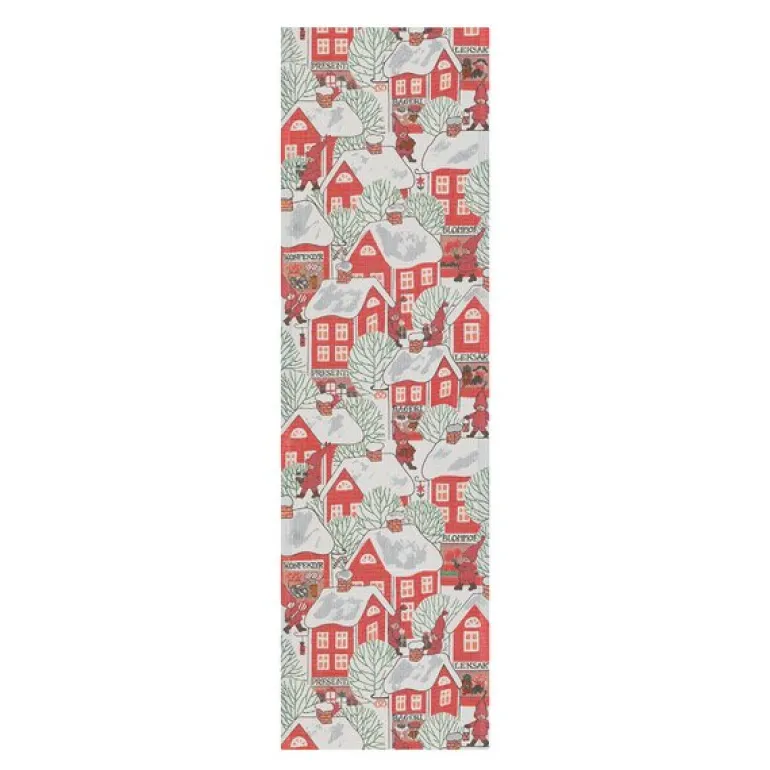 Tomtebyn løper 35x120 cm rød