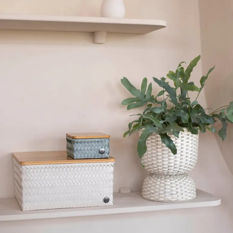 Top Fit stor oppbevaringskurv m/lokk 31x23x15 cm champagne