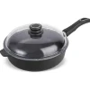 Traktørpanne med glasslokk 28 cm svart