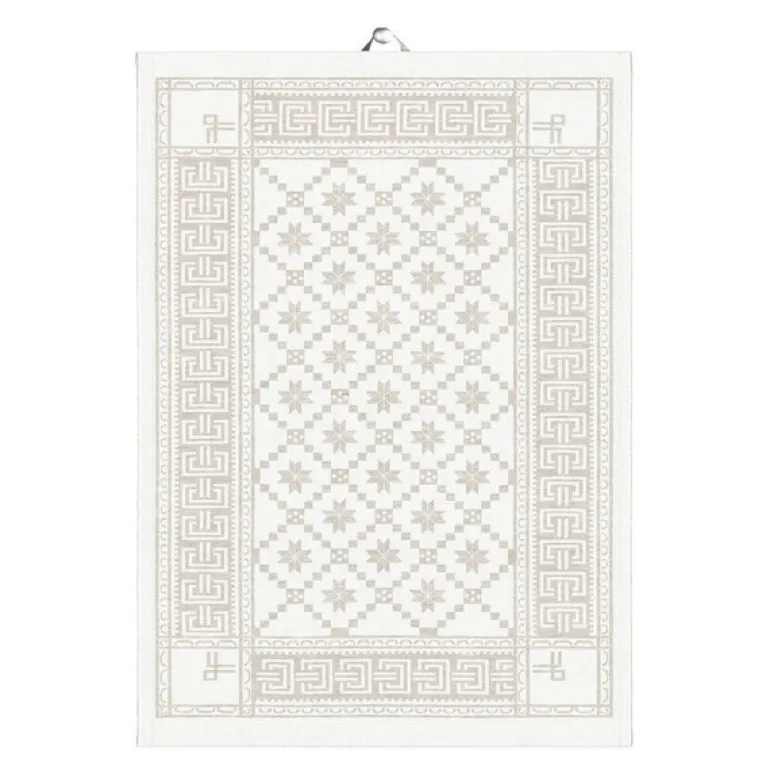 Åttebladrose håndkle 50x70 cm beige