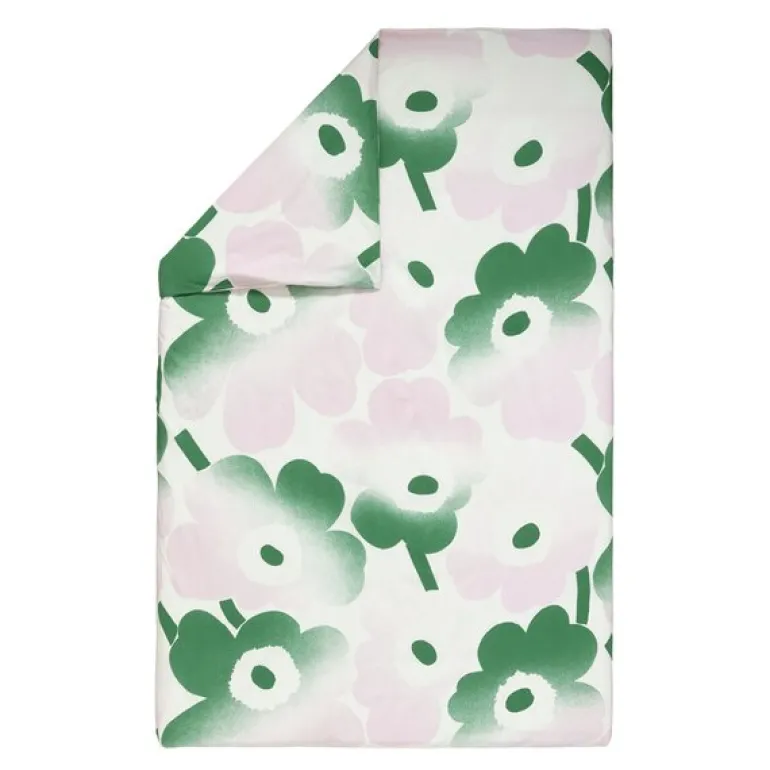 Unikko dynetrekk 150x210 cm hvit/rosa/grønn