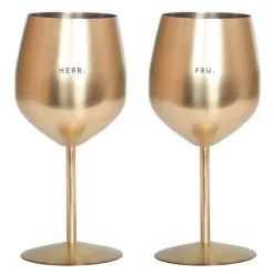 Vinglass stål HERR & FRU 45 cl 2 stk gull