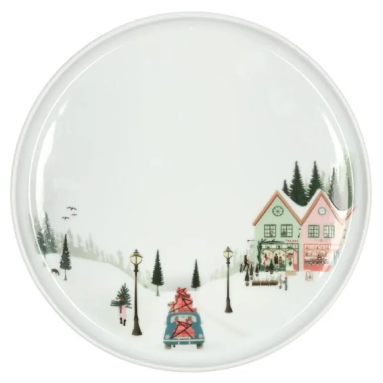 Vinter tallerken flat rett kant 20 cm Ildfast porselen hvit