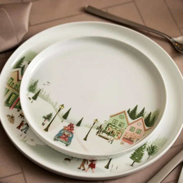 Vinter tallerken flat rett kant 20 cm Ildfast porselen hvit