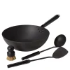 Woksett karbonstål med redskap 32 cm