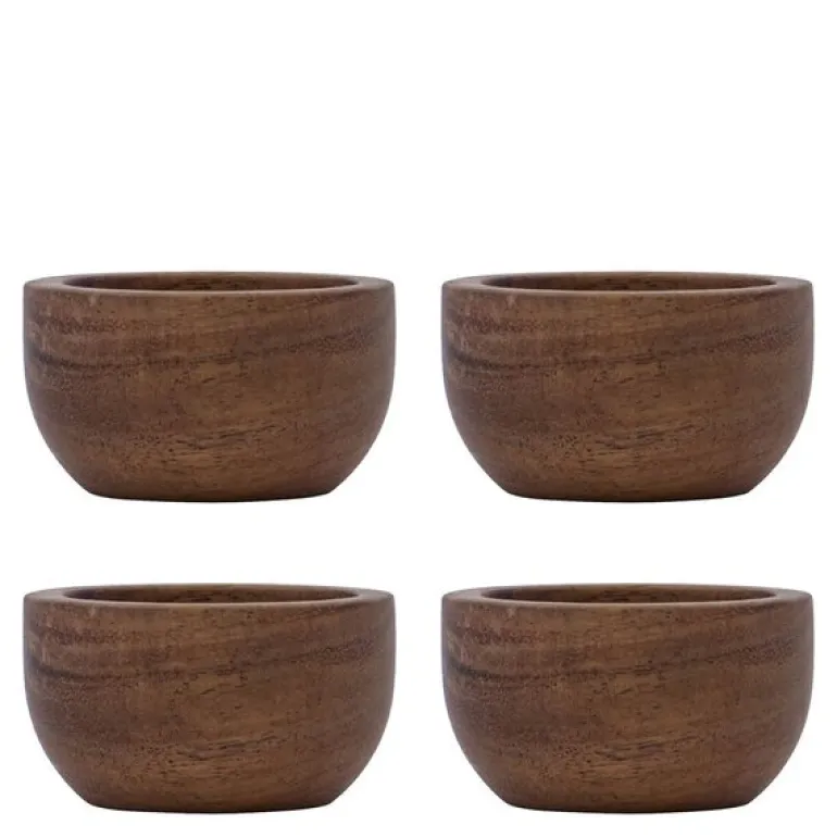 Wood eggeglass 5x3 cm 4 stk natur